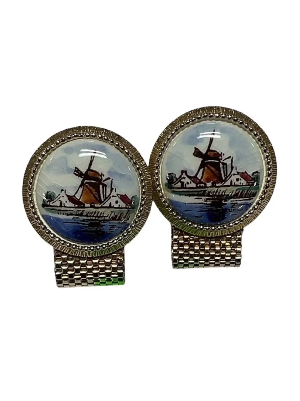 Swank Cufflinks Arts of the World Holland Hand Painted Delft